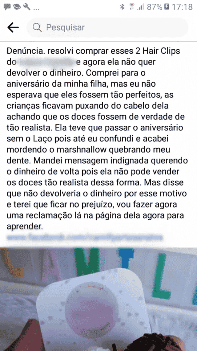 Mulher pede dinheiro de volta por realismo de presilha