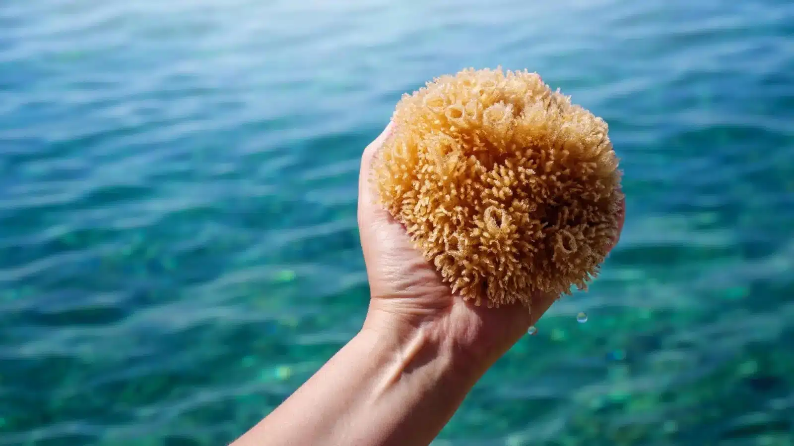 Esponjas marinhas coloridas em recife de coral no fundo do oceano