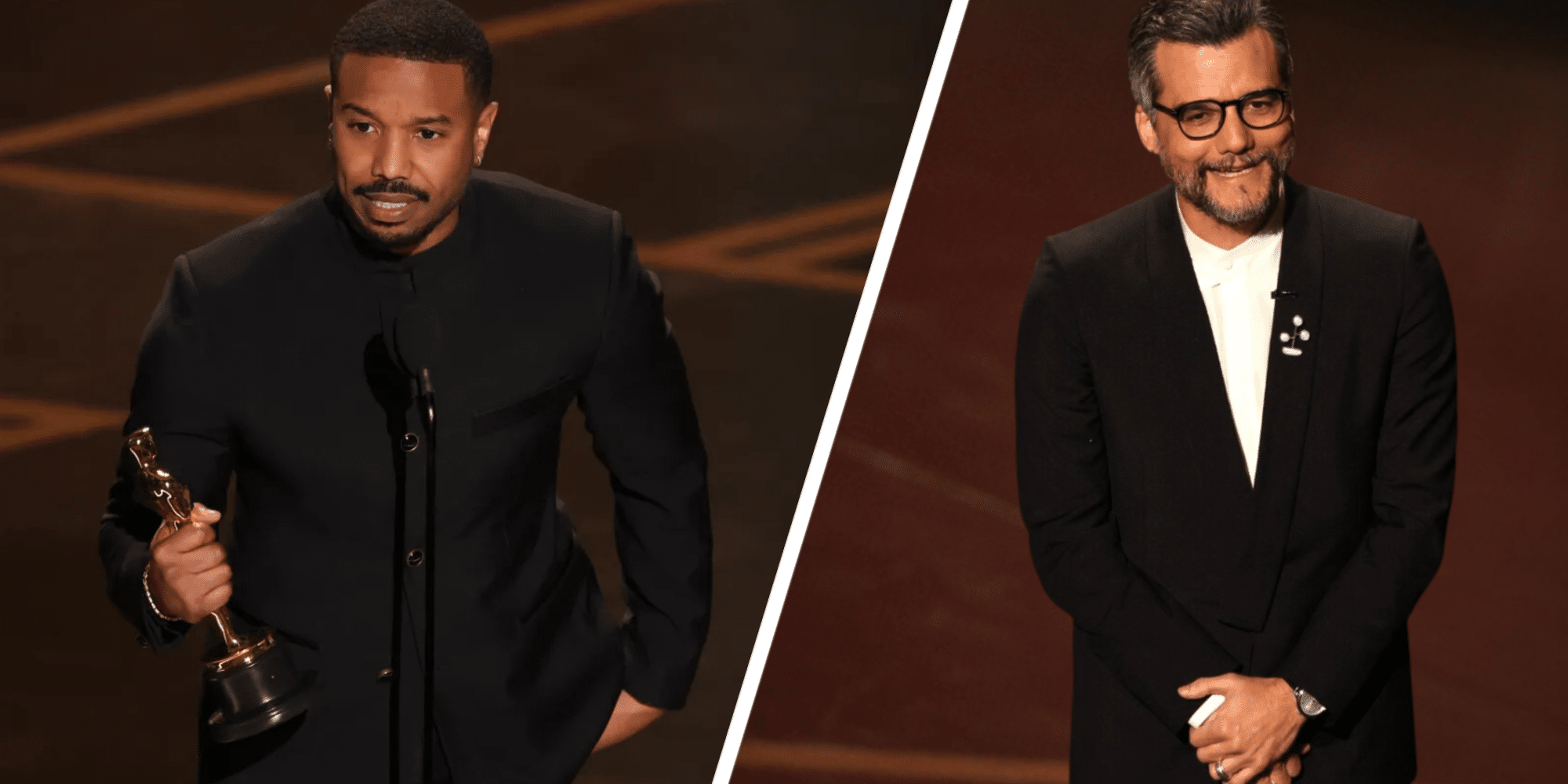 Michael B. Jordan segurando o Oscar de Melhor Ator em 2026